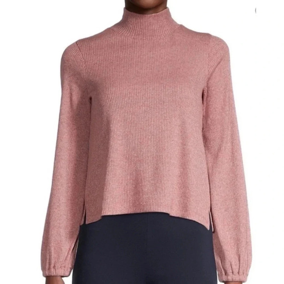 Madewell Pink Ribbed Mock Neck Sweater Size Large - Picture 1 of 9
